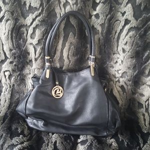 D & L black bag w/gold embellishments